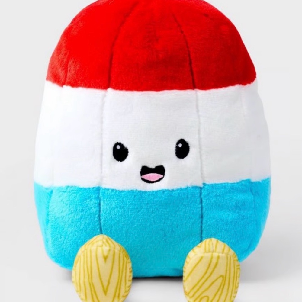 Gigglescape Smiling Ice Pop Plush Toy - Red, White, and Blue